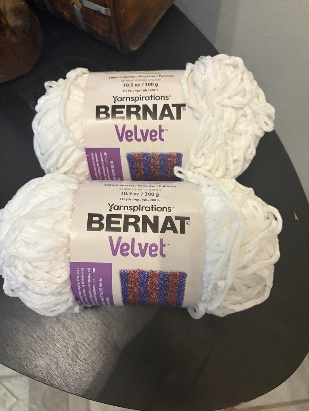 NEW! Lot Of Two Bernat Velvet Yarn White 10.5oz Ea Bulky 5 315 Yards Ea